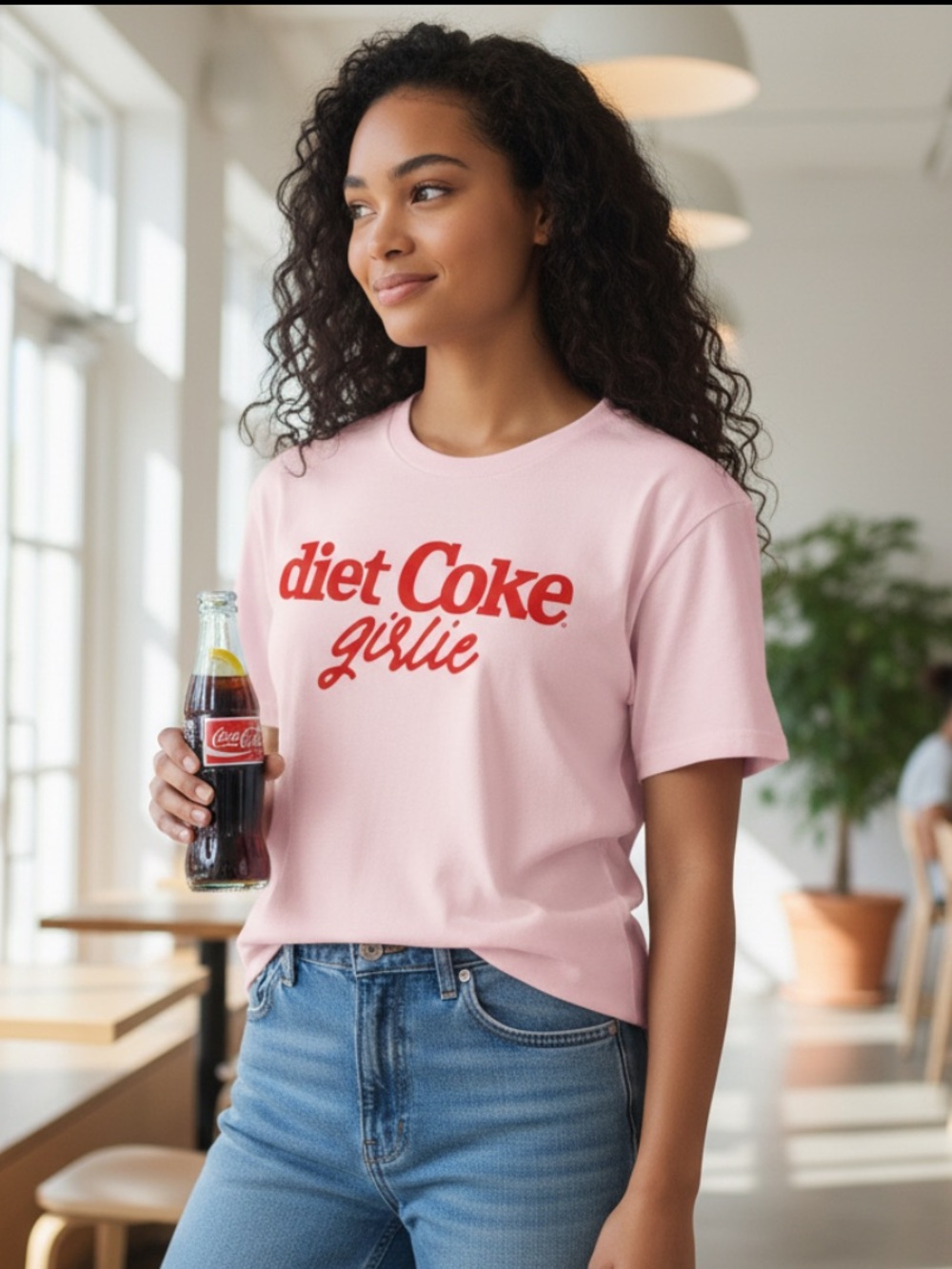 Pink Graphic Tee with Bold Red Logo